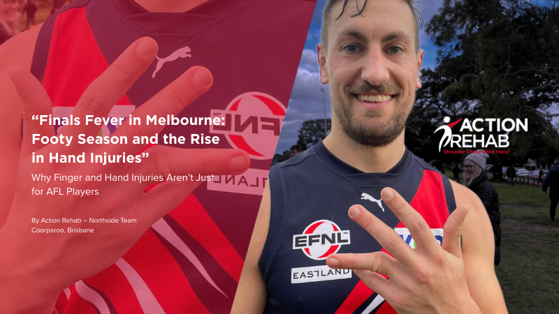 blog cover for Finals Fever and Hand Injuries: Can Watching Footy Really Hurt? Action Rehab hand therapy AFL